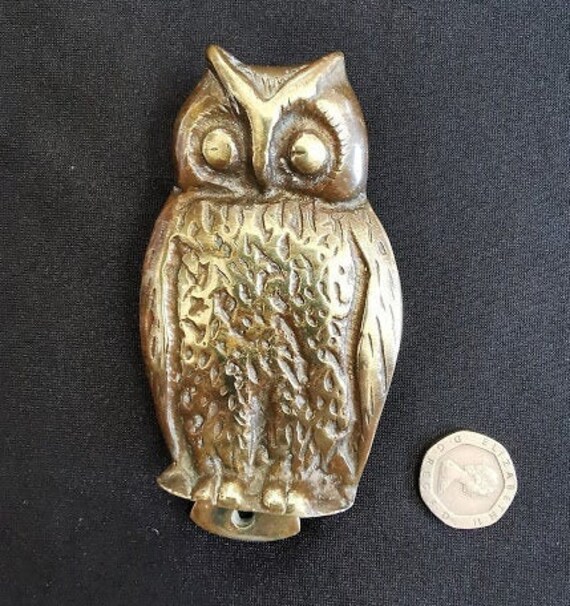 Vintage Aged Brass Owl Door Knocker Etsy