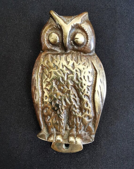 Vintage Aged Brass Owl Door Knocker Etsy