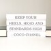 Chanel Book, Keep Your Heels Head Standards High, Chanel Quote Books, Coco Chanel Quote, Black Books, Fashion Quote, Gift for Friend
