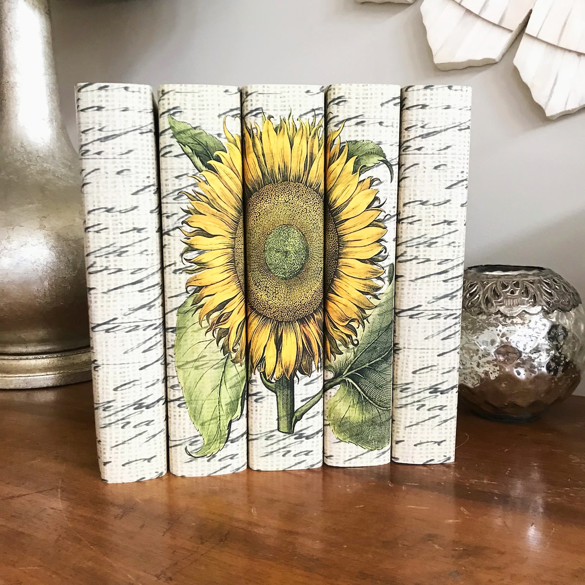 Sunflower Decorative Books Yellow Custom Cover Books Etsy