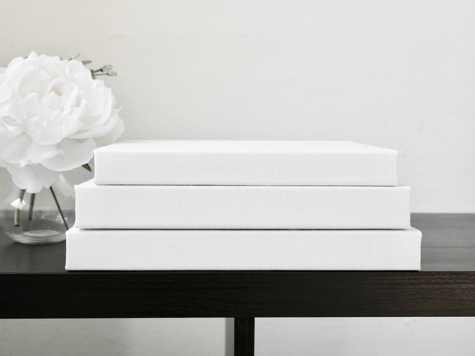 White Linen Covered Coffee Table Books Large Book Stack Etsy