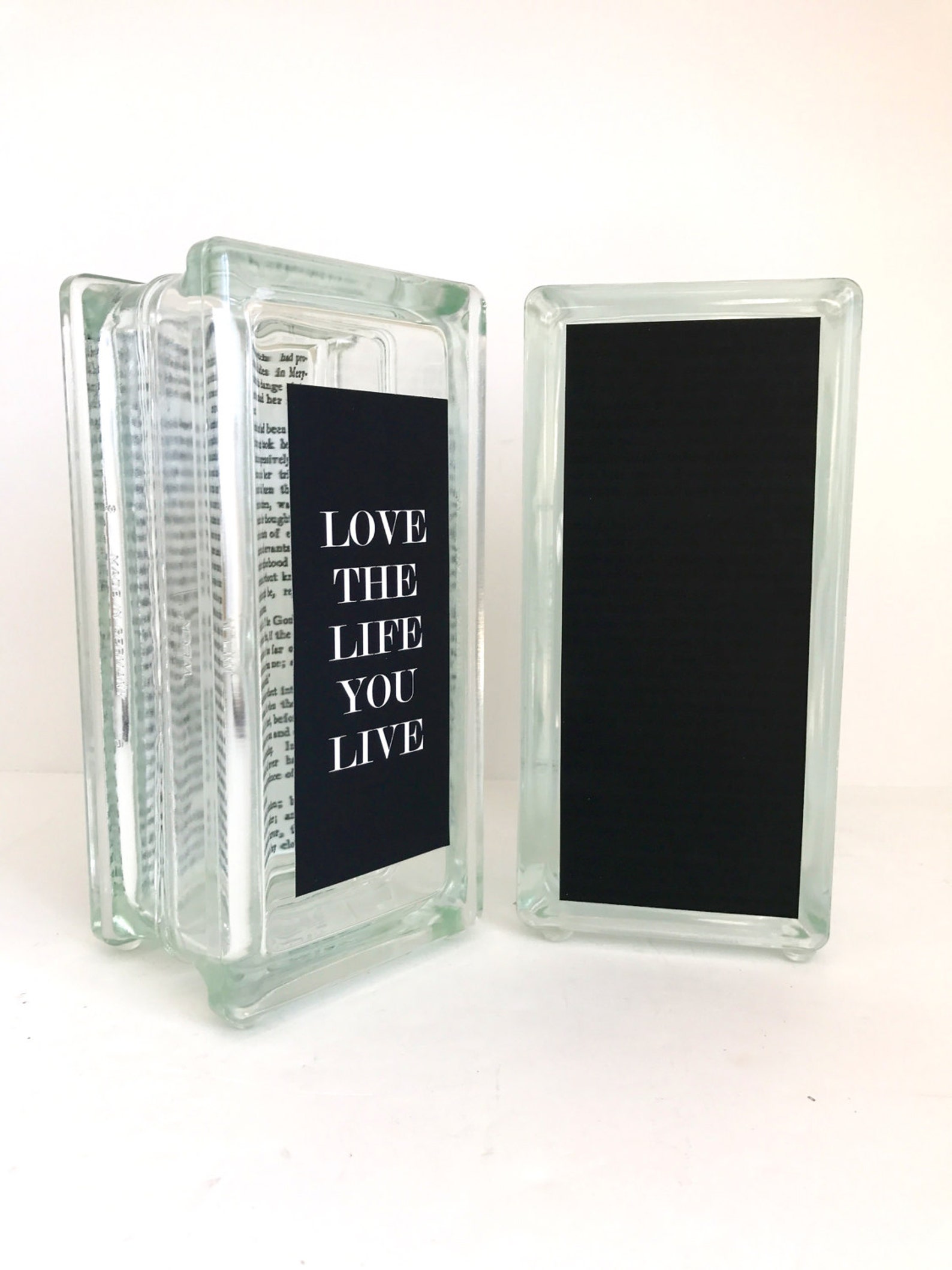 Custom Glass Bookends Quote Bookends Love the Life You Live Etsy