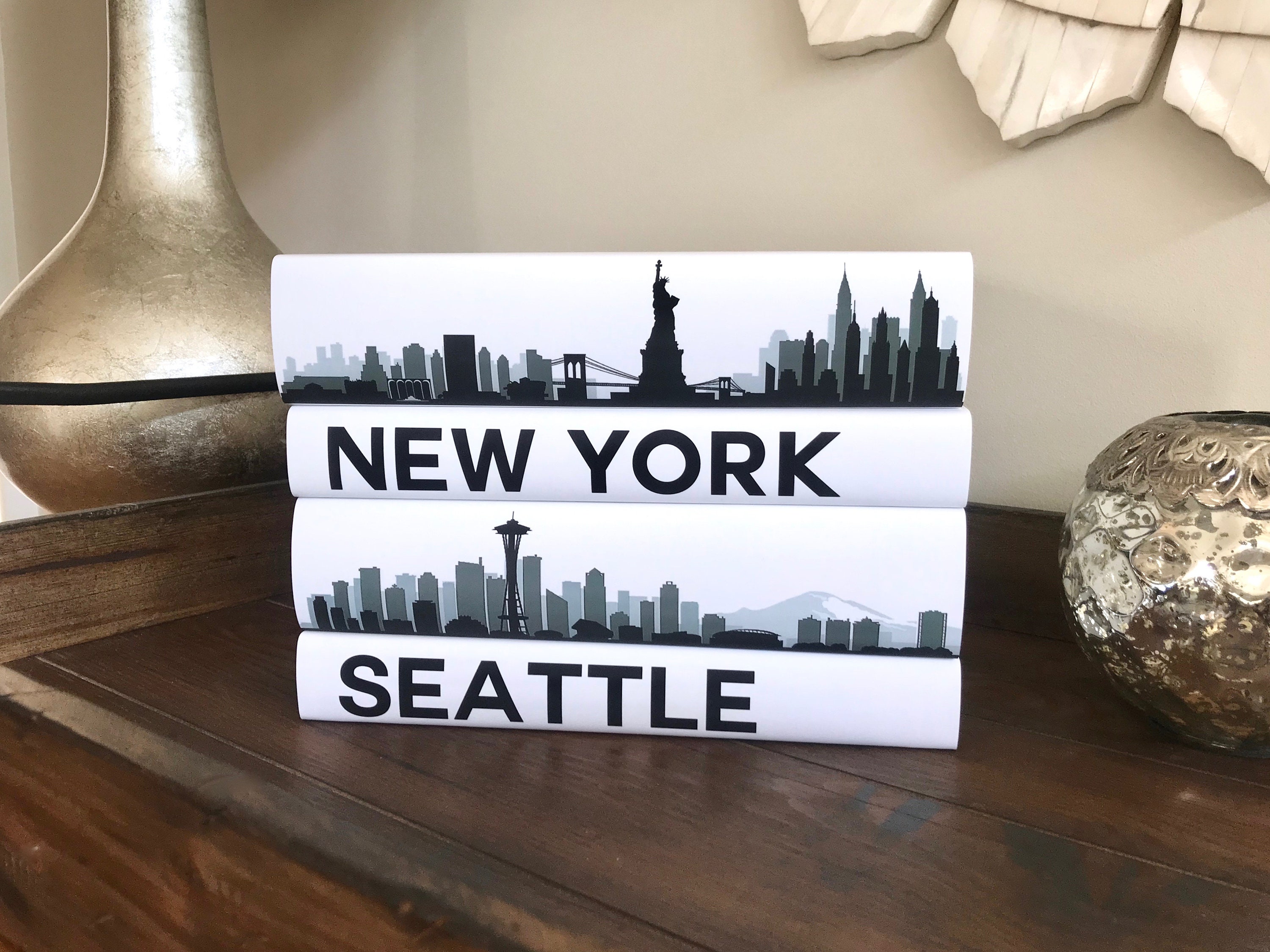 Coffee Table Books Custom Cities Book Set City Skyline Etsy