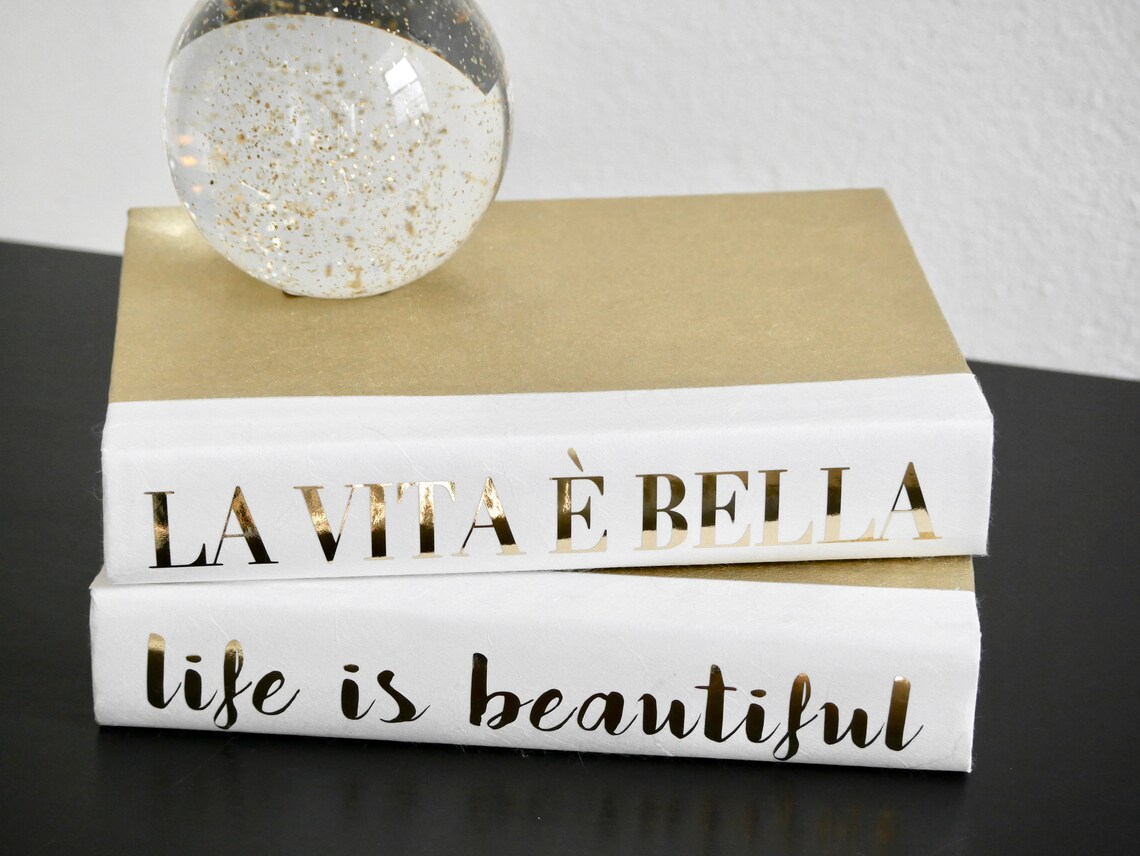Life is Beautiful Decorative Quote Books Custom Books Gold Etsy