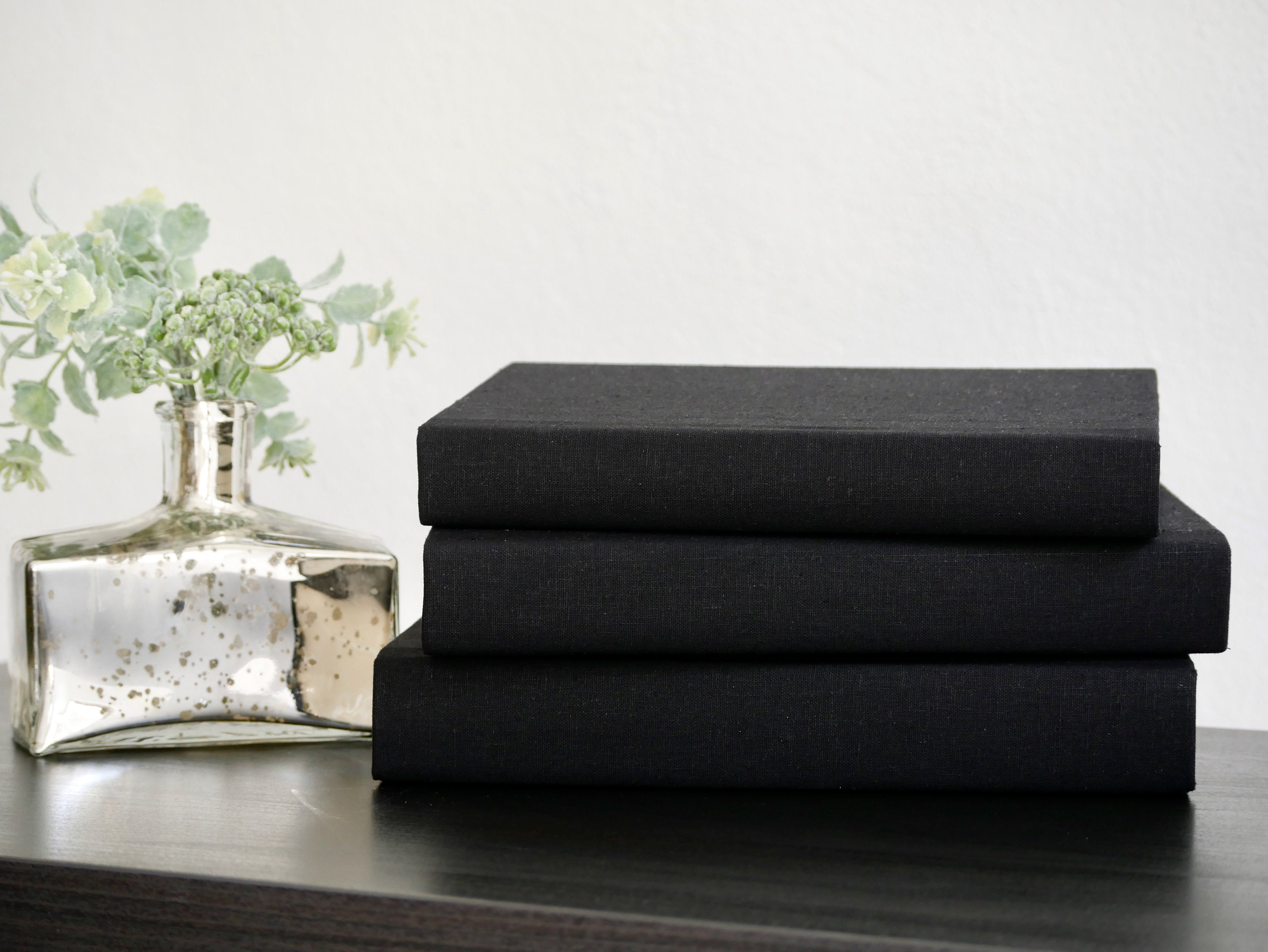 Black Linen Fabric Covered Decorative Books Black Books for Etsy