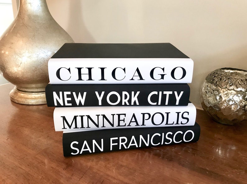 Favorite Cities Personalized Books Decorative Custom With Names Housewarming Wedding Gift Book Lover Subway