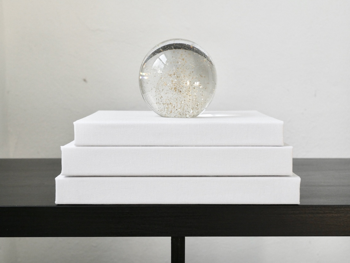 White Linen Covered Coffee Table Books Large Book Stack Etsy