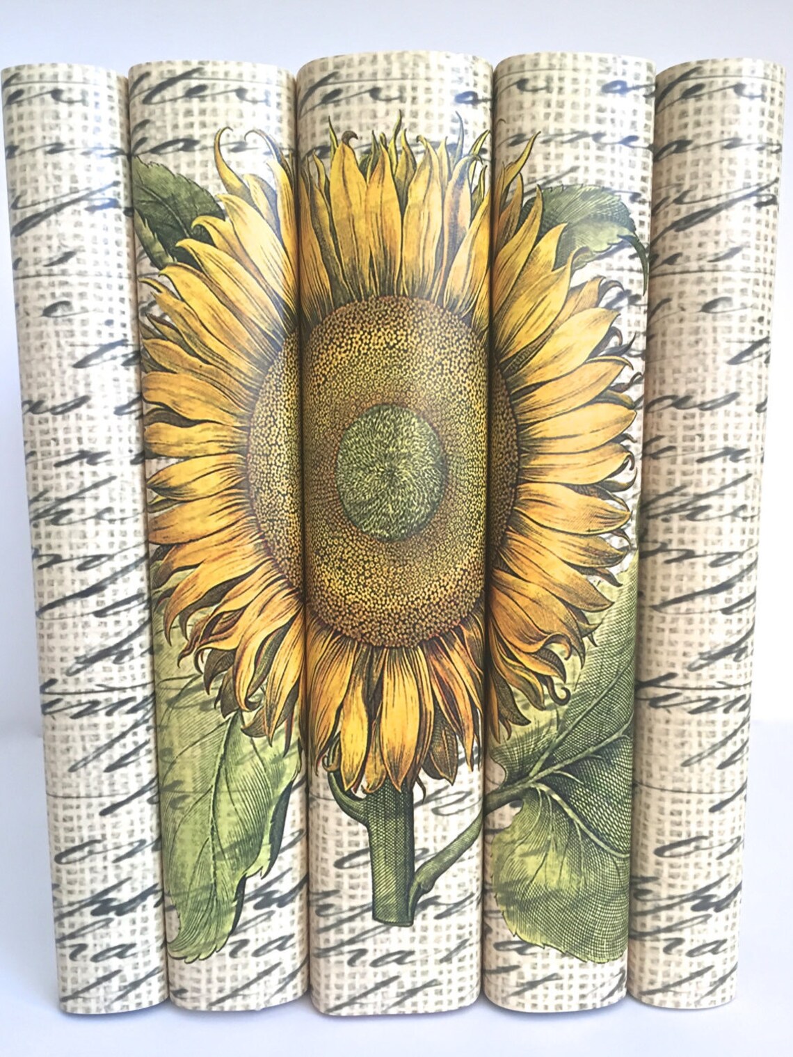 Sunflower Decorative Books Yellow Custom Cover Books Etsy