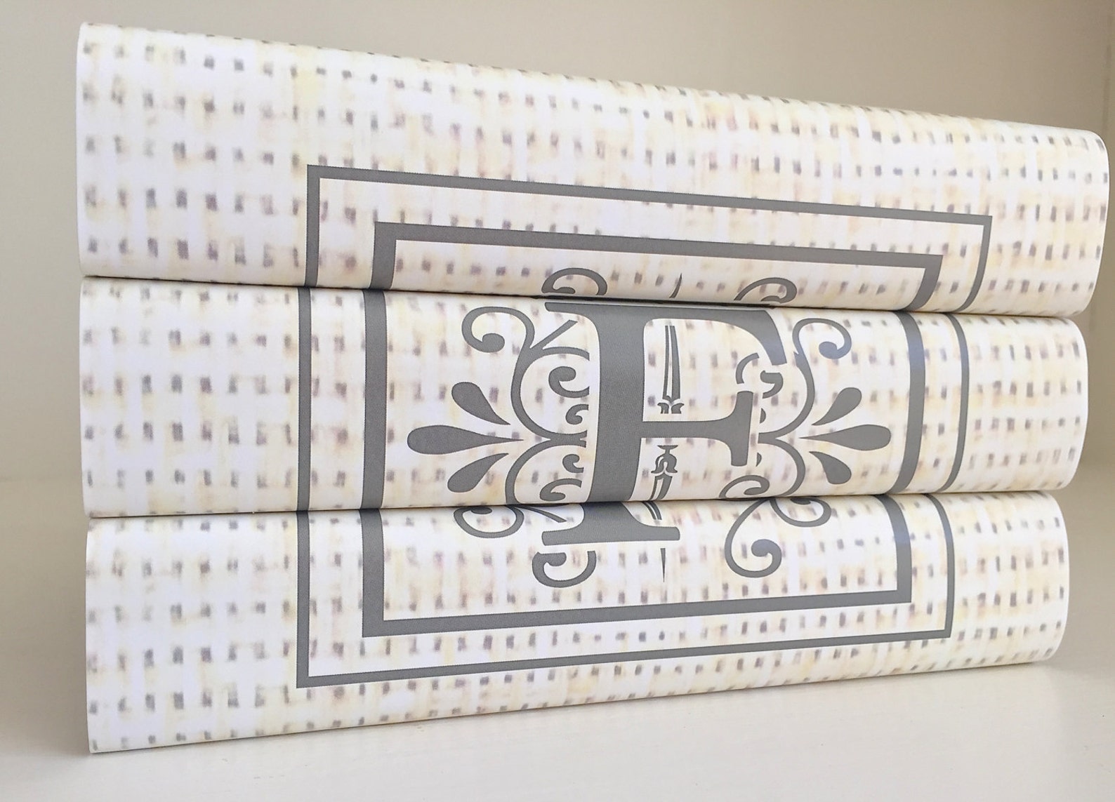 Custom Monogram Decorative Books Neutral Books with Etsy