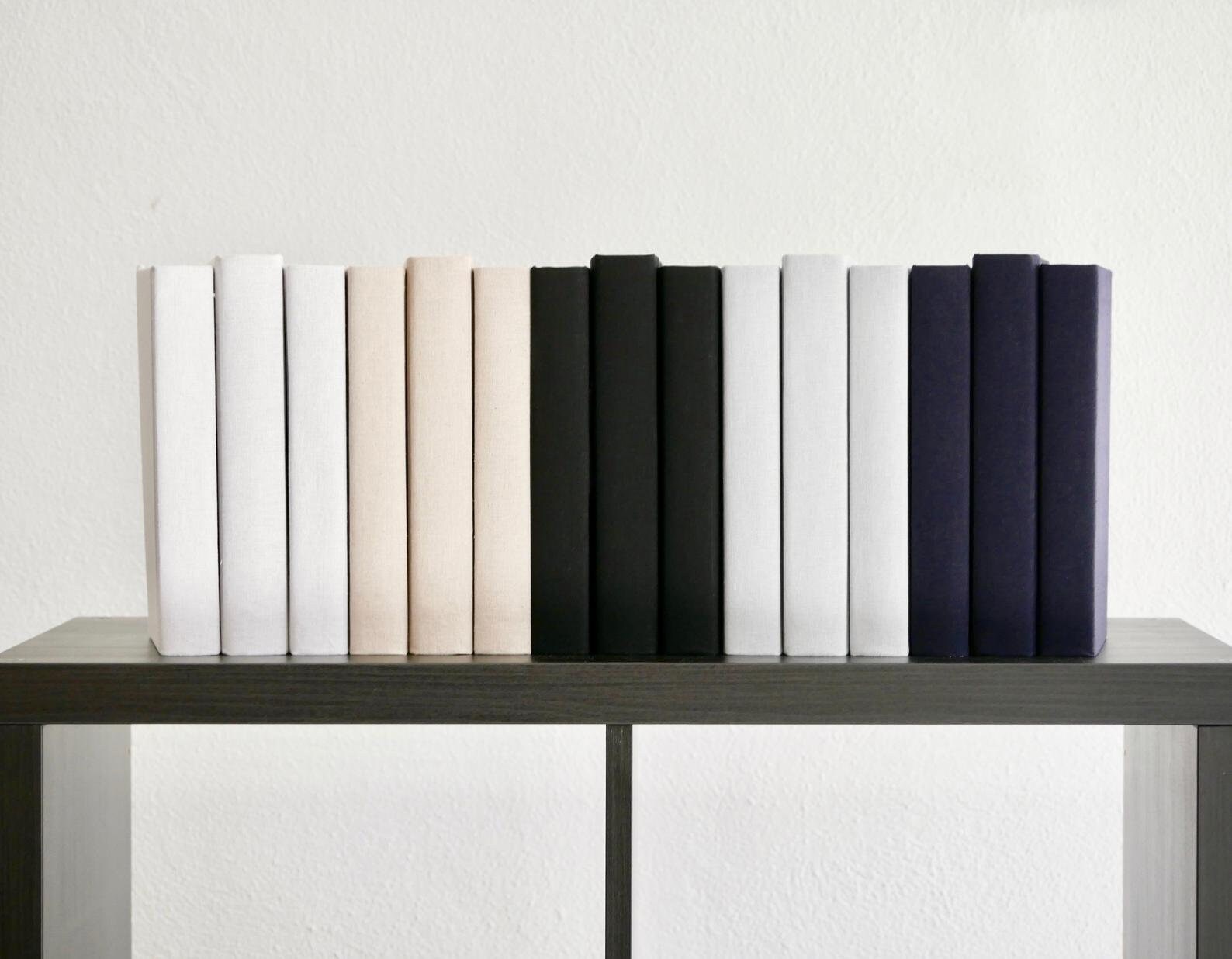 White Linen Covered Coffee Table Books Large Book Stack Etsy