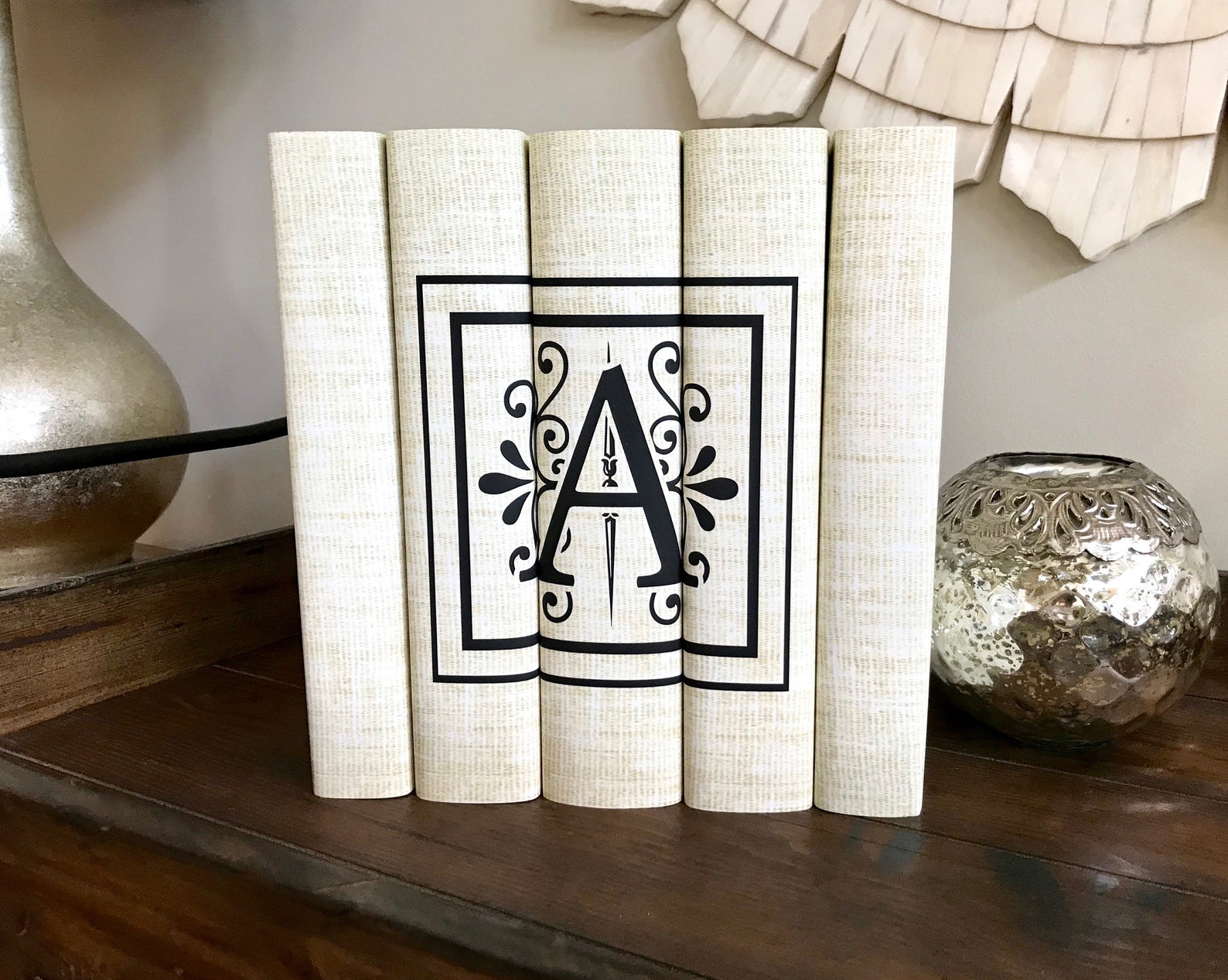 Monogram Initial Decorative Books Custom Book Covers Etsy