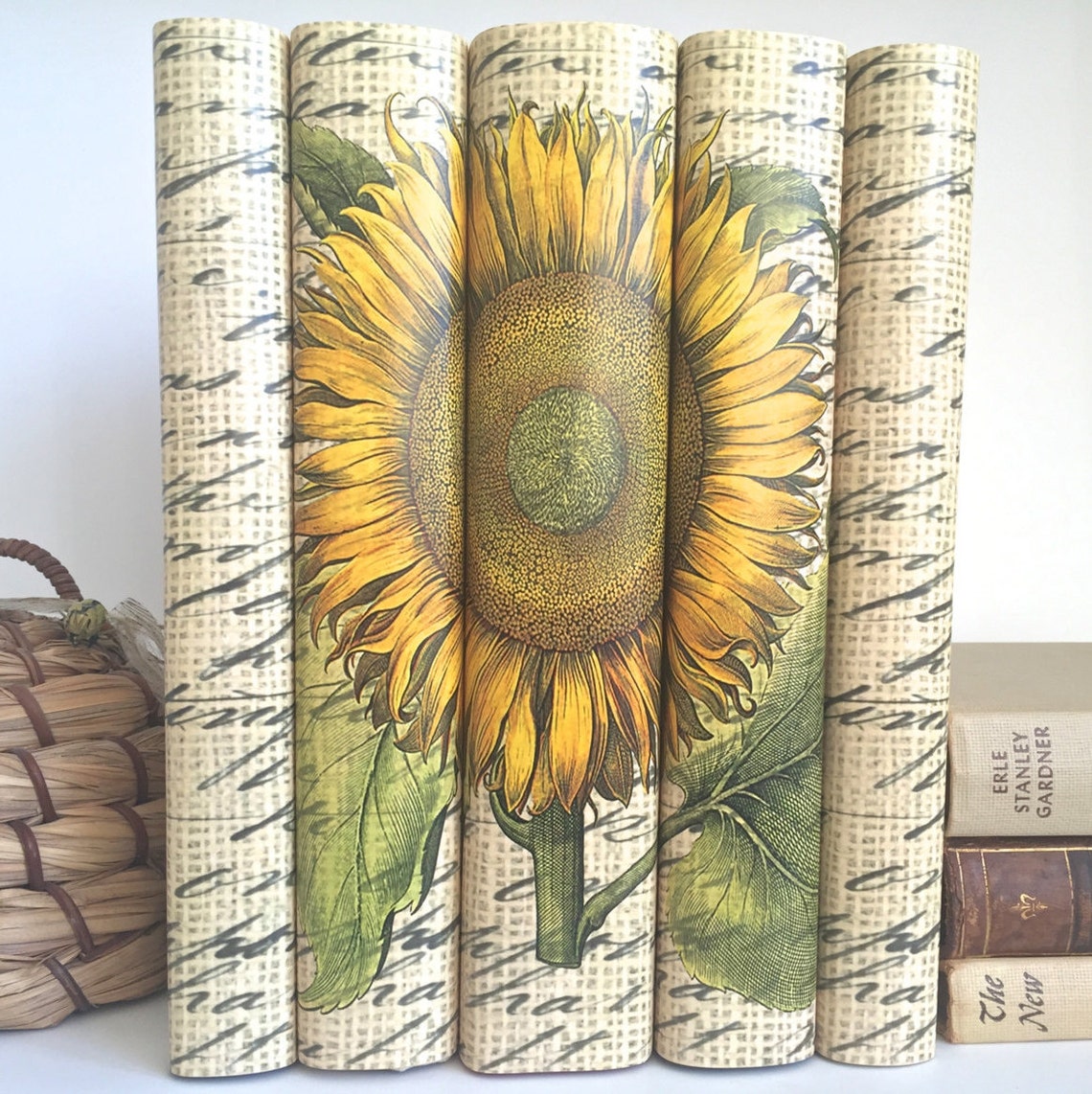 Sunflower Decorative Books Yellow Books Sunflower Book Etsy
