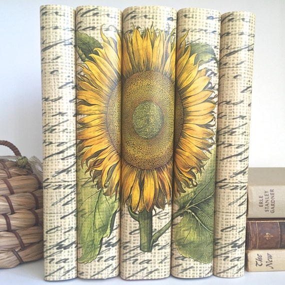 Sunflower Decorative Books Yellow Books Sunflower Book Etsy
