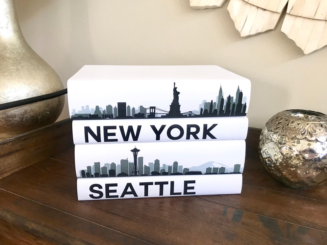 Coffee Table Books Custom Cities Book Set City Skyline Etsy