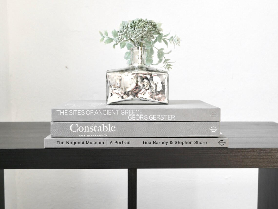 Gray Coffee Table Books Oversize Book Stack Large Decorative Etsy