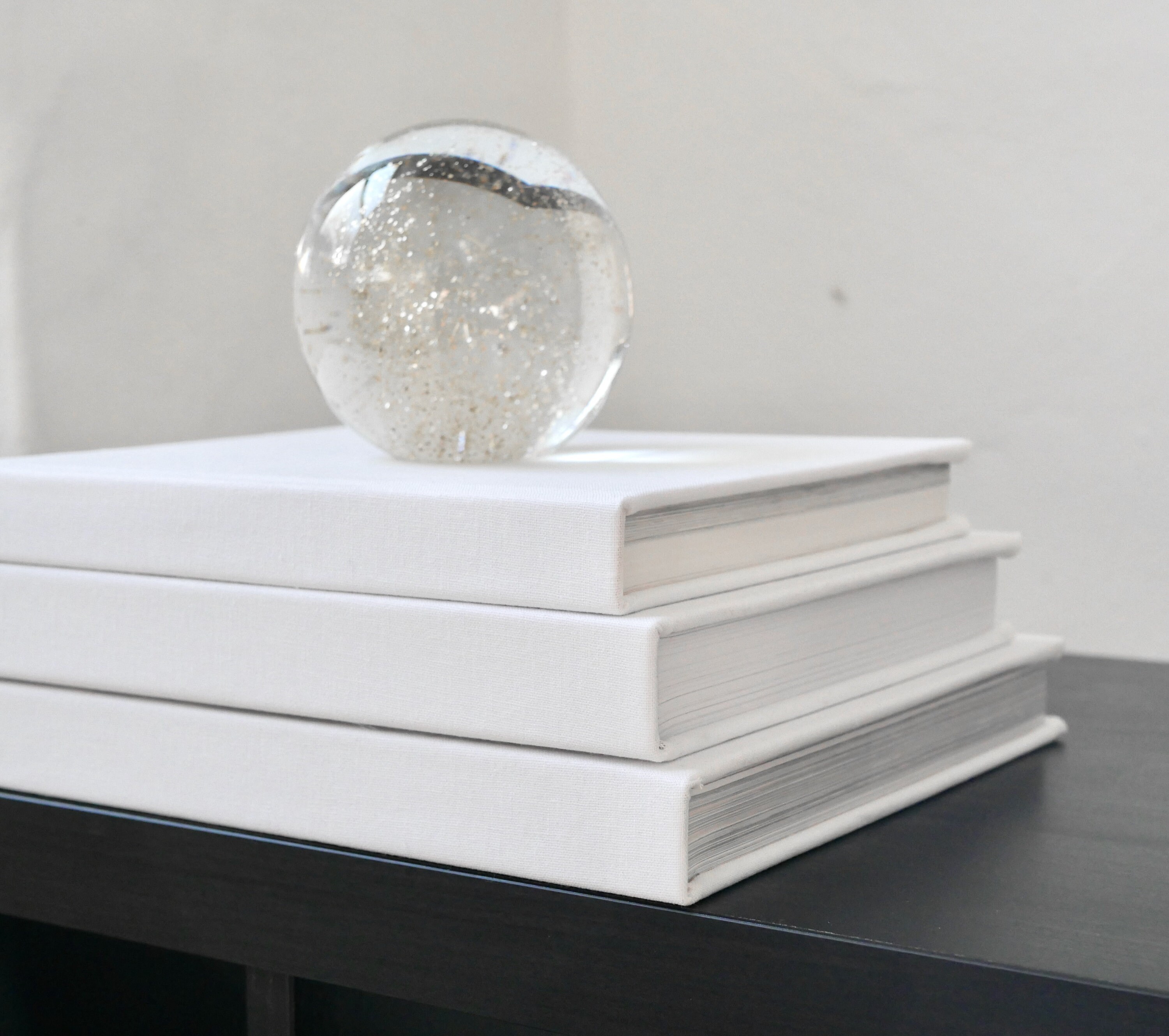 White Linen Covered Coffee Table Books Large Book Stack Etsy