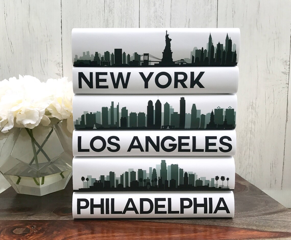 Coffee Table Books Custom Cities Book Set City Skyline Etsy