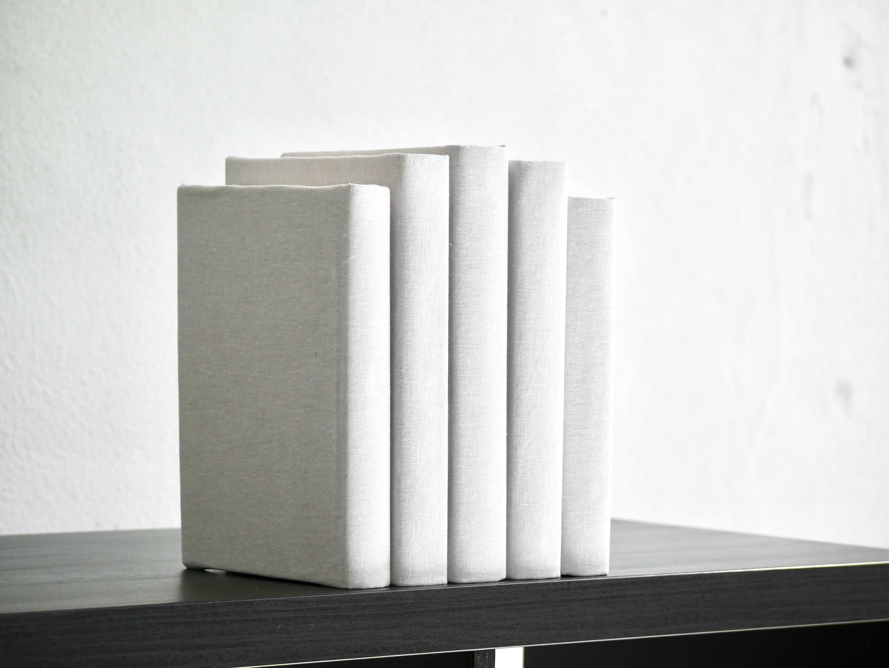 White Linen Fabric Covered Decorative Books Bookshelf Decor Etsy