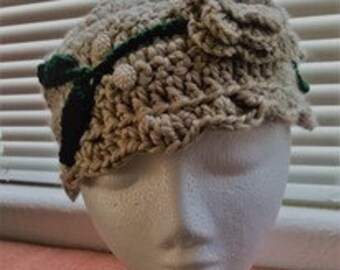 Beige Crocheted Flowered Headband