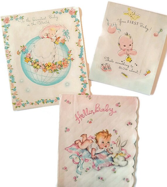 vintage baby congratulations cards boy girl greeting original etsy baby congratulations cards