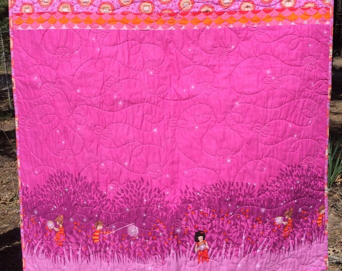 Baby or Toddler Girl Handmade Quilt wee Wander by Etsy