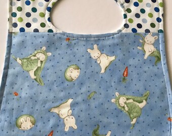 Bib for baby or toddler boy, Adorable quilt shop quality fabrics, Easter/Spring, handmade, one of a kind, ready to ship!