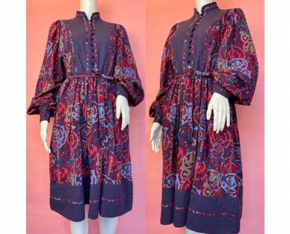 Vintage 1970s Psychedelic Origin Liberty Print Blu