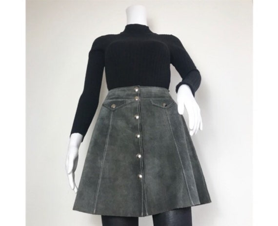 Vintage 1960s Grey Panel Patchwork Suede High Wais