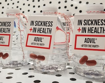 In Sickness and In Health Water Bottle Tags 'After the Party', Wedding Favors, Bachelorette Party Favors,  Wedding Water Bottle Labels