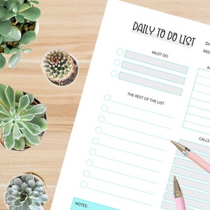 Printable TO DO list - comprehensive daily planner checklist for work or home to keep you organized - TEAL download/print at home