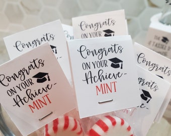 25 Graduation Party Favors - Mint Candy Party Favors - Custom Grad Party Favors - Custom MINT Candy Favors - Achieve-MINT