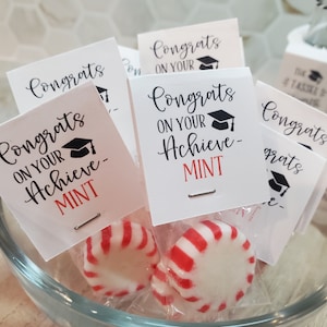 25 Graduation Party Favors - Mint Candy Party Favors - Custom Grad Party Favors - Custom MINT Candy Favors - Achieve-MINT