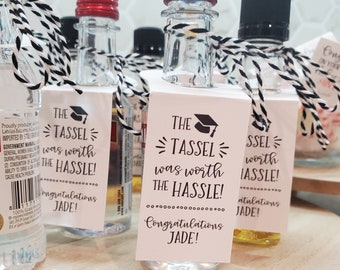 Graduation Party Favors, The Tassel Was Worth the Hassle Shot Bottle Tags, Grad Party shots, Grad Party favors