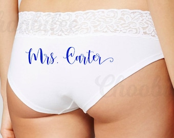 Personalized Mrs. Bridal Panties, Wedding Day Panties, Honeymoon Lingerie,  Personalized Underwear, Custom Bride Panties, Bridal Shower Gift