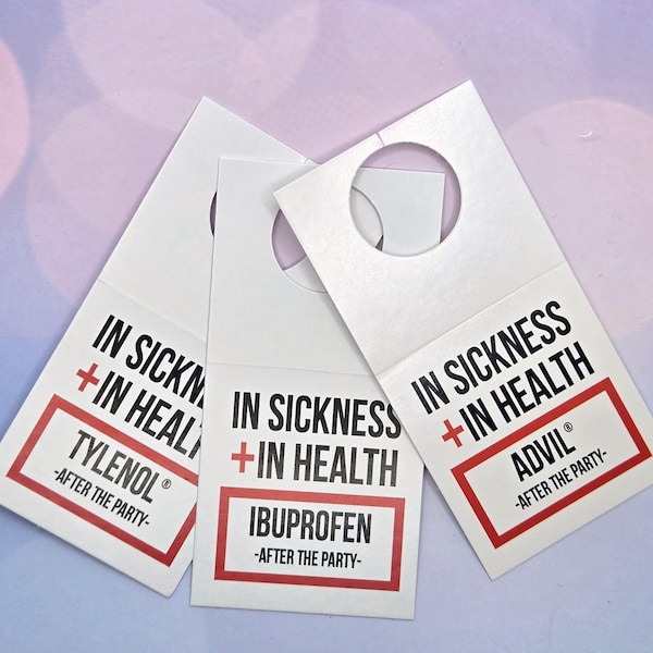 In Sickness and In Health Water Bottle Tags 'After the Party', Wedding Favors, Bachelorette Party Favors,  Wedding Water Bottle Labels