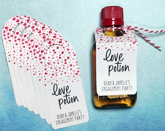 Personalized Love Potion Bottle Tags: Wedding & Bridal Shower Favors