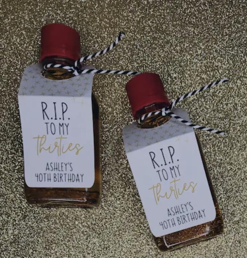 Tag Rip Box RIP to My Thirties - Party Favors Nips Mini-alcohol Shot Bottle Tags ...