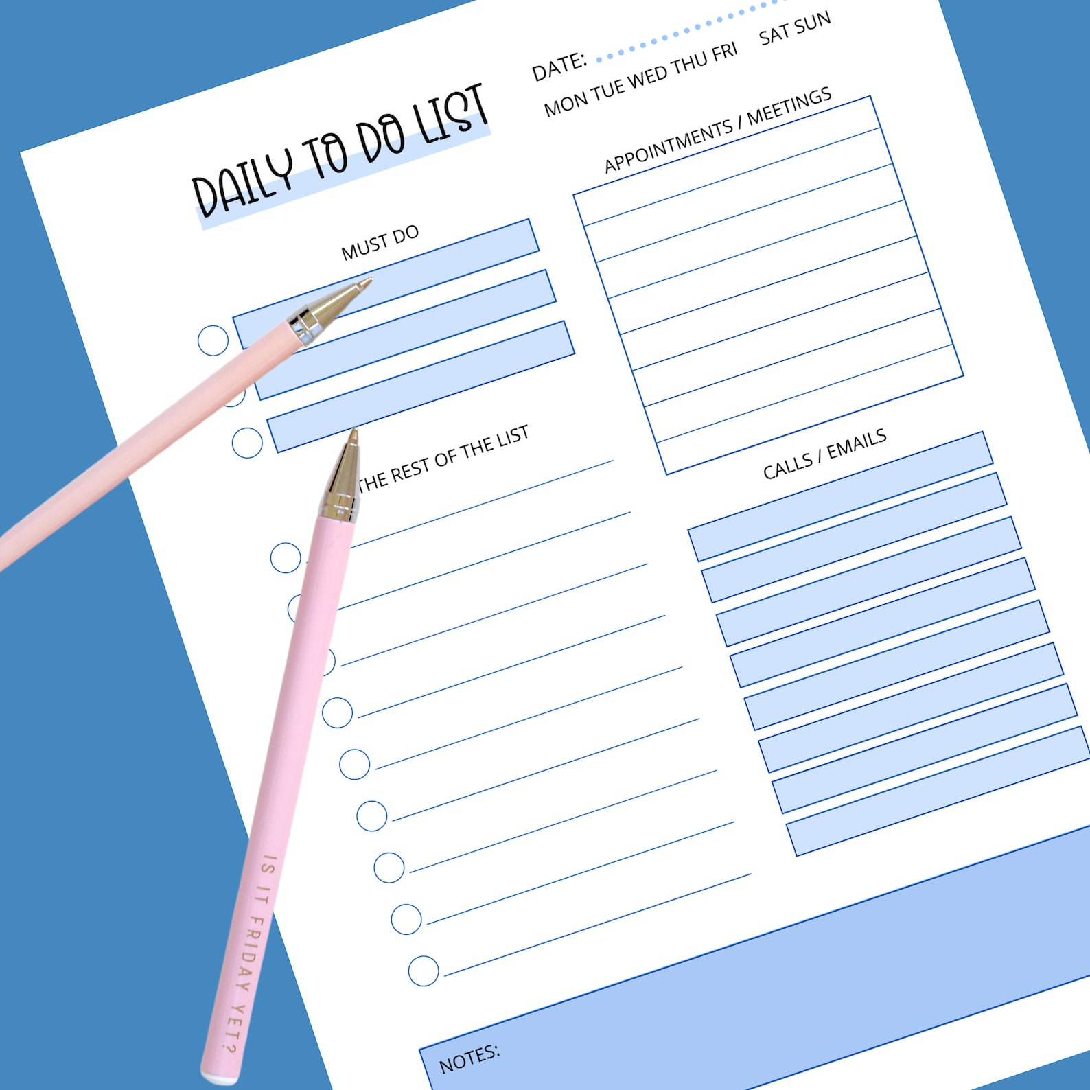 Blue Daily To-do List Printable: Comprehensive Planner (PDF Download ...