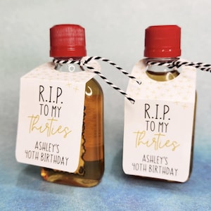RIP pour la trentaine - Mini étiquettes pour bouteilles d'alcool pour les cadeaux de fête Nips pour les fêtes de 40e anniversaire - RIP pour la trentaine