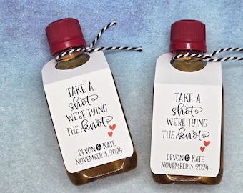 Take a Shot We're Tying the Knot Bottle Tags, Wedding Favor Bottle Tags, Engagement Party Favors, Bachelorette Party Favors