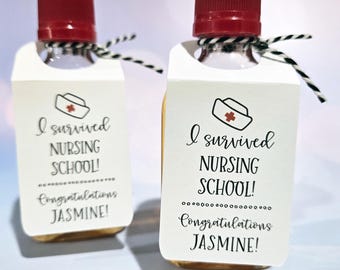 Personalized Nursing School Graduation Shot Bottle Tags