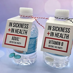 In Sickness and In Health Water Bottle Tags, Wedding Favors, Bachelorette Party Favors, Bridal Shower Favors, Wedding Water Bottle Labels