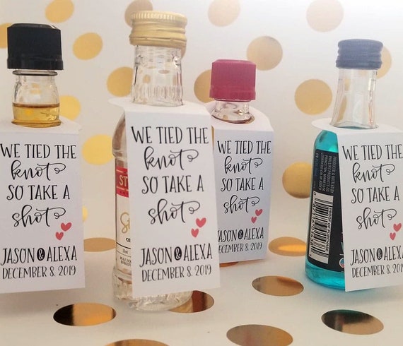 We Tied the Knot So Take a Shot Bottle Tags, Wedding Favor Bottle Tags, Shot Bottle Labels, Shot Bottle Tags - no bottles included