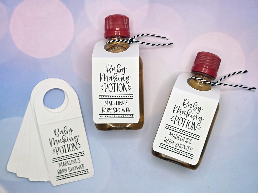 Baby Making Potion Shot Bottle Tags, Baby Shower Favor Bottle Tags ...