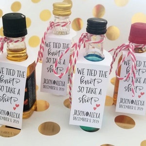 We Tied the Knot So Take a Shot Bottle Tags, Wedding Favor Bottle Tags, Shot Bottle Labels, Shot Bottle Tags - no bottles included