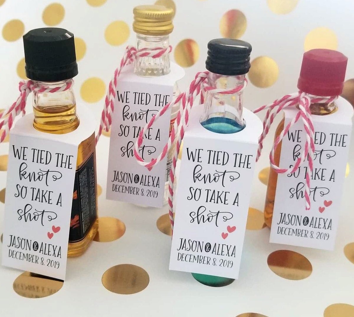 We Tied the Knot So Take a Shot Bottle Tags, Wedding Favor Bottle Tags, Shot Bottle Labels, Shot Bottle Tags - no bottles included