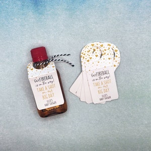 Our FIREBALL is on the Way, Take a Shot on our Big Day Shot Bottle Tags for Baby Shower, Baby Announcement, Gender Reveal Party Party Favors