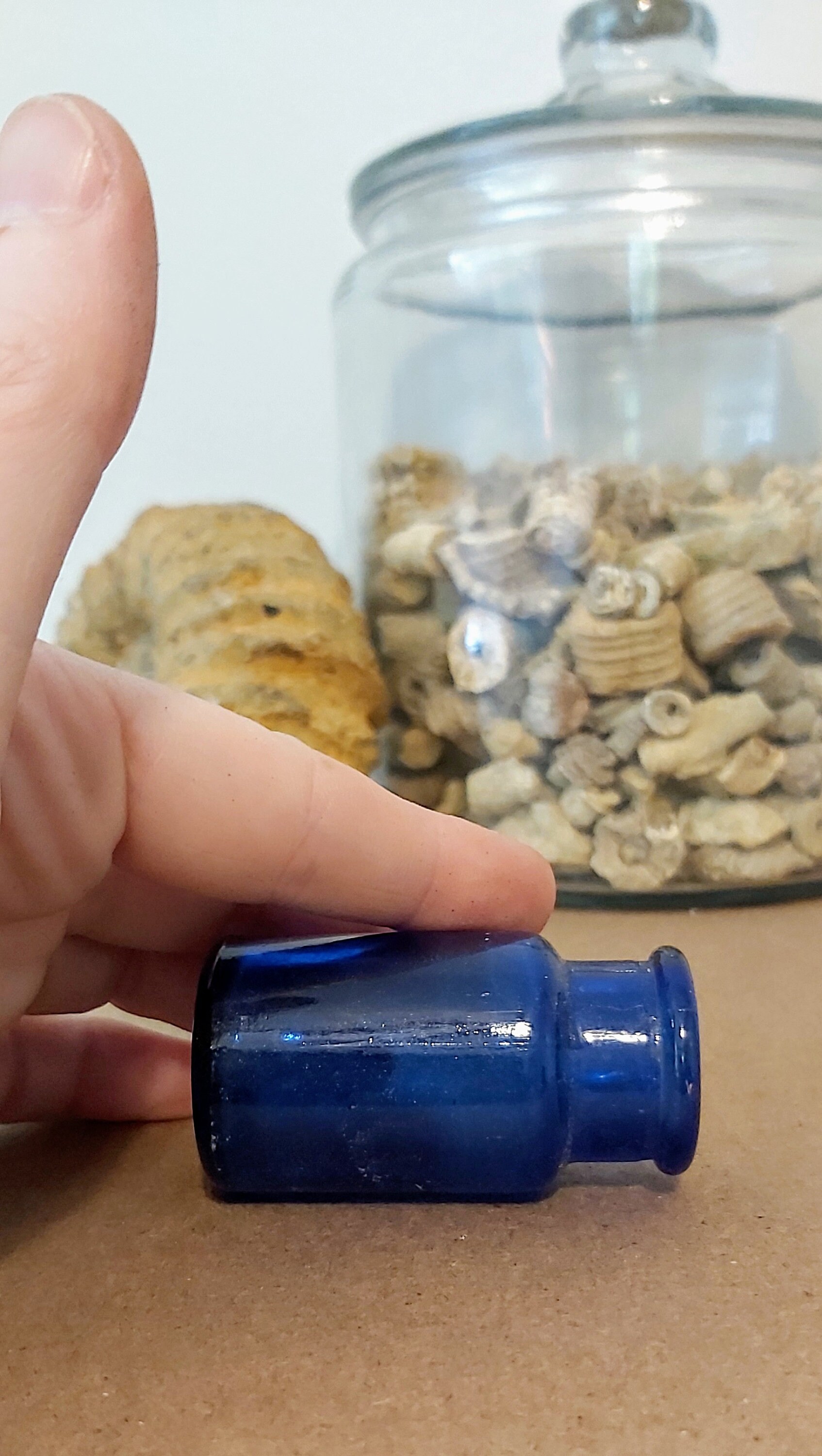 Vintage blue glass medicine jar. Prop jar. Propagation Etsy