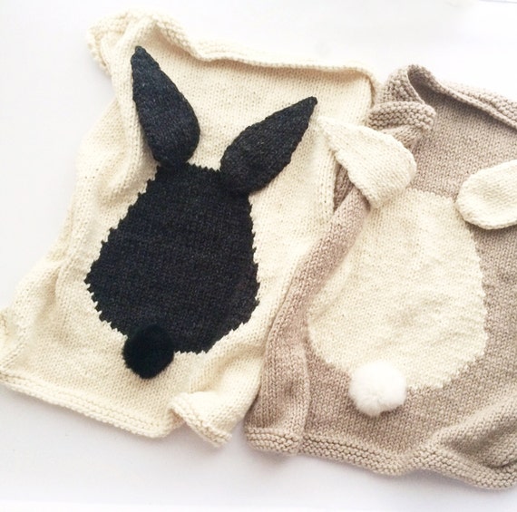 Items similar to Hand knitted baby blanketBig ears bunny on Etsy