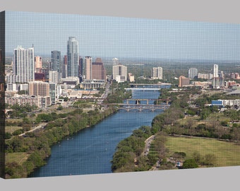 Austin Texas Skyline uppspänd och monterad duk